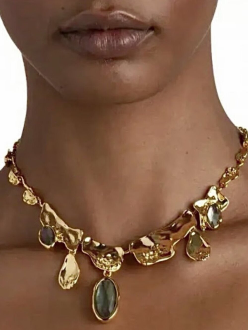 Alexis Bittar Brut Gold Reef Bib Necklace - Mother of Pearl